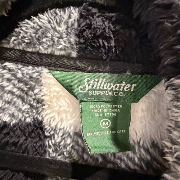 Black & white Buffalo Plaid Fleece Sherpa Jacket - Picture 2 of 11